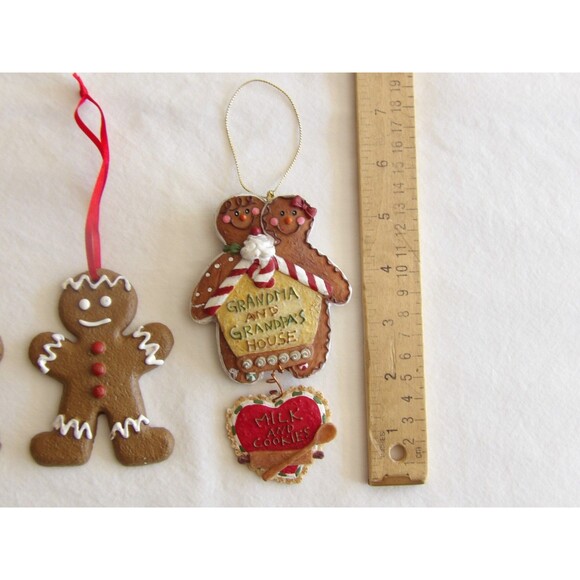 Lot 3x Christmas Gingerbread House Ornaments 6" Grandma Grandpa Man Woman - Picture 4 of 16